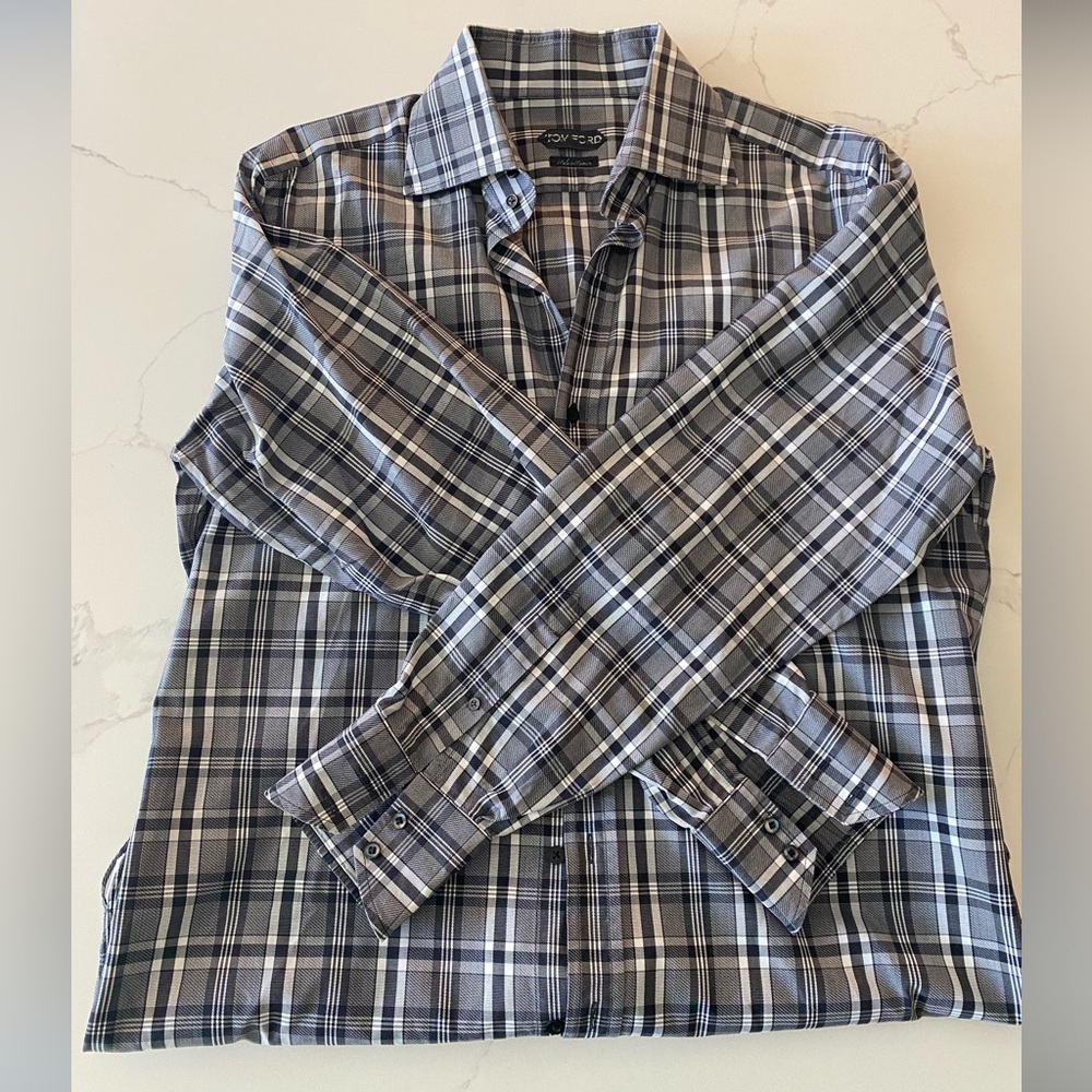 Tom Ford Men’s Checkered Dress Shirt